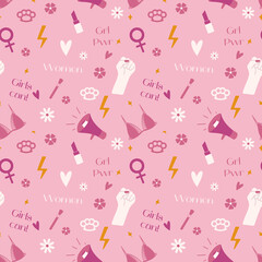 Feminism seamless pink pattern