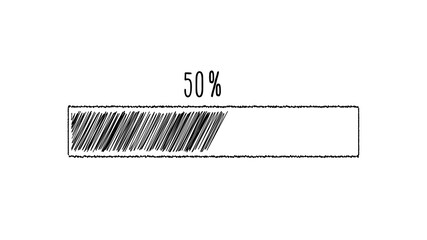 50% handwritten Loading Transfer Download in black loading bar on white background
