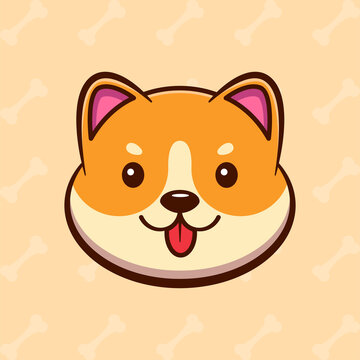 Cute Shiba Inu Dog Vector Illustration - Vector, Good For Dogecoin Mascot Logo 