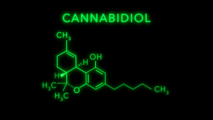 CBD or Cannabidiol Molecular Structure Symbol black background