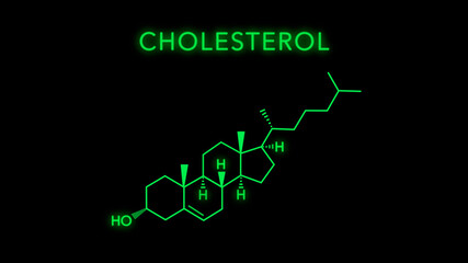 Cholesterol Molecular Structure Symbol on black background