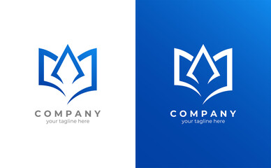 Book logo concept. open book concept with pen in center. modern style. Learning symbol. Vector illustration EPS 10.