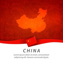 China flag with map