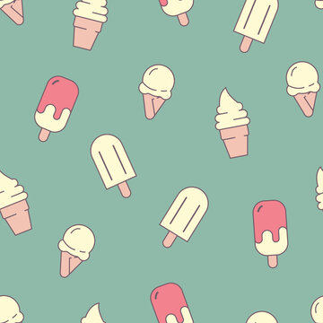 Seamless pattern of ice creams in flat style. ready to use for cloth, textile, wrap and other.