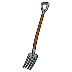 a pitchfork. isolated, comic, vector.