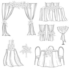 Wedding set. Vector illustration.