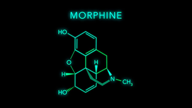Morphine Molecular Structure Symbol on black background