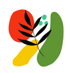 Trendy boho poster on white backdrop. Flat mid century modern boho for wallpaper design. Scandinavian minimalist art design. Modern boho minimalist art. Abstract contemporary modern trendy