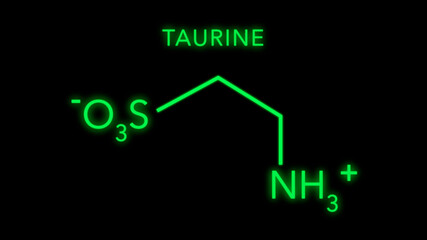 Taurine or 2-aminoethanesulfonic acid acid Molecular Structure Symbol on black background