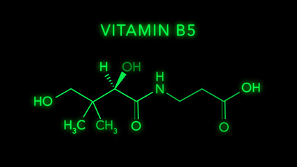 Vitamin B5 Molecular Structure Symbol Neon Animation on black background