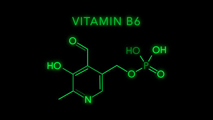 Fototapeta premium Vitamin B6 Molecular Structure Symbol on Black background