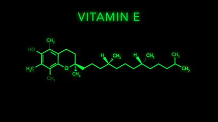 Vitamin E Molecular Structure Symbol on black background