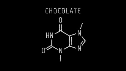 Cacao or Chocolate Molecular Structure Symbol Sketch or Drawing on Black Background - obrazy, fototapety, plakaty