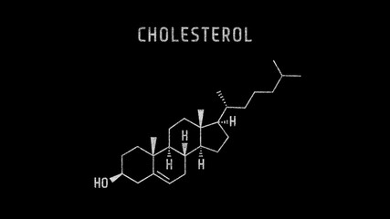 Cholesterol Molecular Structure Symbol Sketch or Drawing on black background