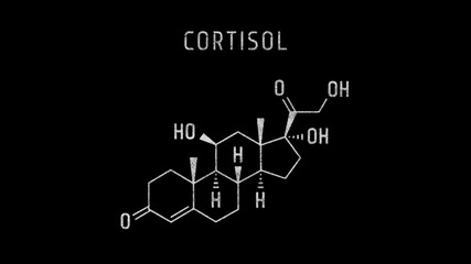 Cortisol Molecular Structure Symbol Sketch or Drawing on black background