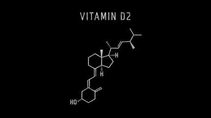 Ergocalciferol also known as vitamin D2 and calciferol Molecular Structure Symbol Sketch or Drawing on black background