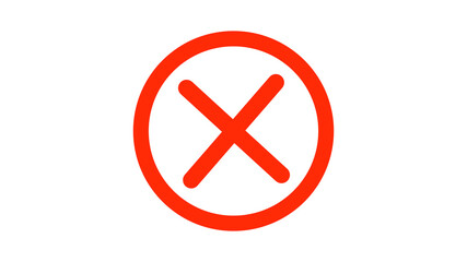 Obraz premium Red Cross Error or Do not Cross Symbol Icon on White background