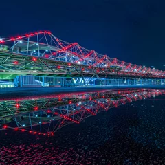 Photo sur Plexiglas Helix Bridge Réflexion de vue de nuit à Helix Bridge, Singapour.