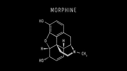Morphine Molecular Structure Symbol Sketch or Drawing on black background