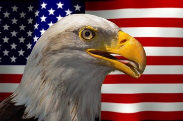 American eagle with flag