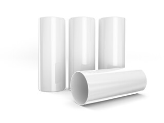 Rendering long drink acrylic cup isolated on white background with different positions. 3d illustration