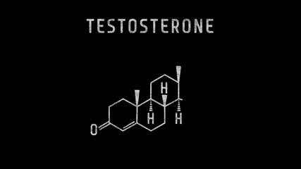 Testosterone Molecular Structure Symbol Sketch or Drawing black background