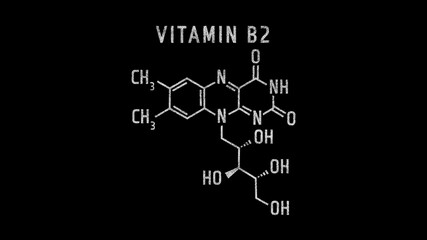 Vitamin B2 Molecular Structure Symbol Sketch or Drawing on black background