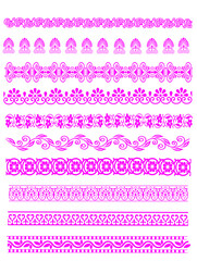  Vector illustration of  Stylized floral borders: Seamless   horizontal patterns