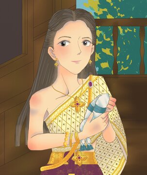 Beautiful woman in traditional Thai dress