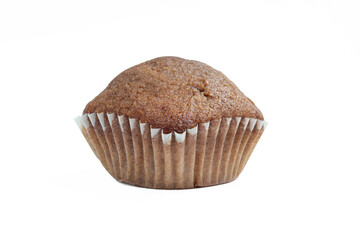 Chocolate dark muffin isolated on white background