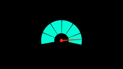 Futuristic High Gauge Speedometer or Tachometer Motion Progress on Black Background