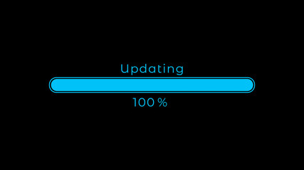 Fototapeta na wymiar 100% Progress Futuristic Updating Bar on Black Background
