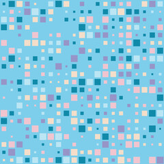 Seamless mosaic pattern.Endless background with tiles. Blue backdrop with square elements. Simple wallpaper. Isolated. Vector illustration.