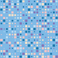 Seamless mosaic pattern.Endless background with tiles. Blue backdrop with square elements. Simple wallpaper. Isolated. Vector illustration.