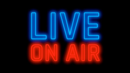 Live On Air Neon Glow Sign on Black Background