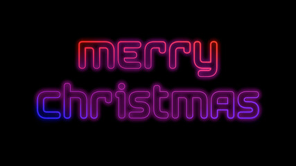 Merry Christmas Neon Glow Text on Black Background