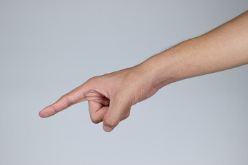 The hand that is pointing to express a need or directive for others to follow. It may be indicating the location of various objects. ( Clipping Path )
