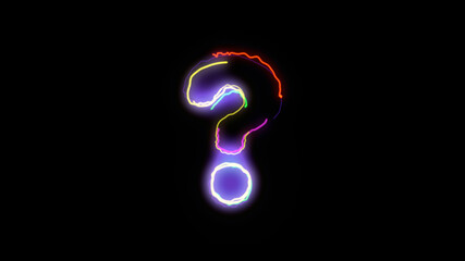 Neon Stroke Question Mark On Black Background