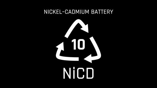 Nickel Cadmium Battery Or NiCd Battery Or NiCad Battery Or Number 1 Recycle Symbol