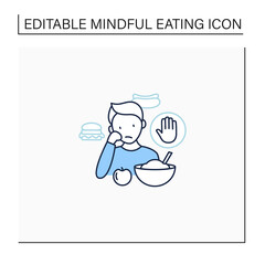 Mindful eating line icon. Eat through boredom. Unconscious nutrition. Overeating. Healthcare concept. Isolated vector illustration.Editable stroke