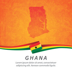 Ghana flag with map