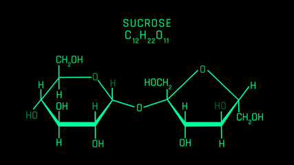 Sucrose Molecular Structure Symbol on black background