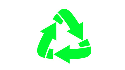 Green Recycle Logo on Solid White 