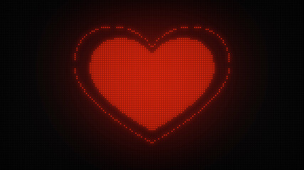 Valentines Sign or Heart Shape on Red LED Screen