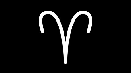 Aries Sign or Symbol on Black Background