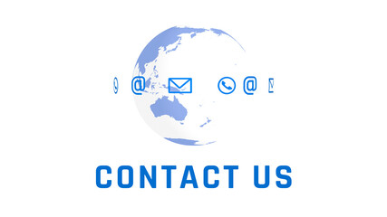 Contact Us with Globe Background on White Background