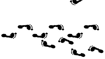 Footsteps on white background