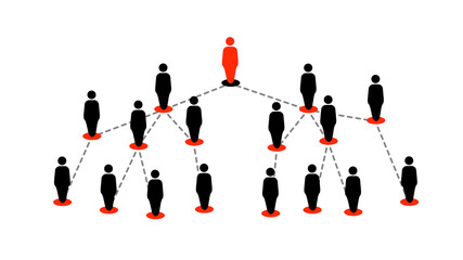 Hierarchical Organization Diagram Structure with dashed line on White Background