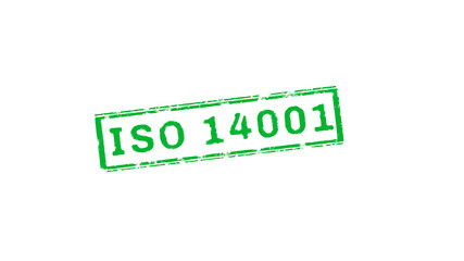 ISO 14001 Text Stamp effects on White Background