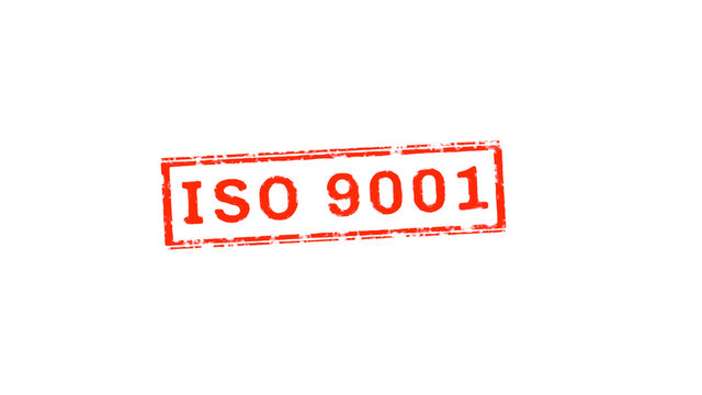 ISO 9001 Text Stamp effects on White Background